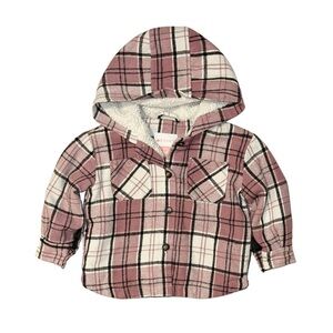 OPTIMA Girl's Pink Plaid Flannel Shacket Size 3A